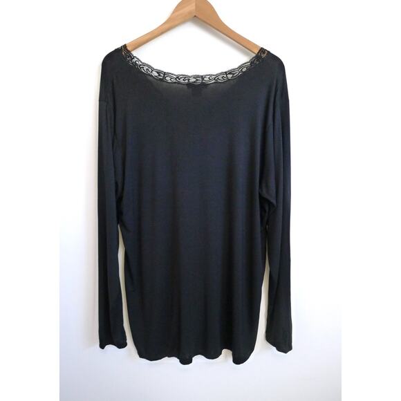 NATORI Feather Essentials Long Sleeve Lace V-Neck PJ Sleep Shirt Top XXL $70 - Picture 5 of 6